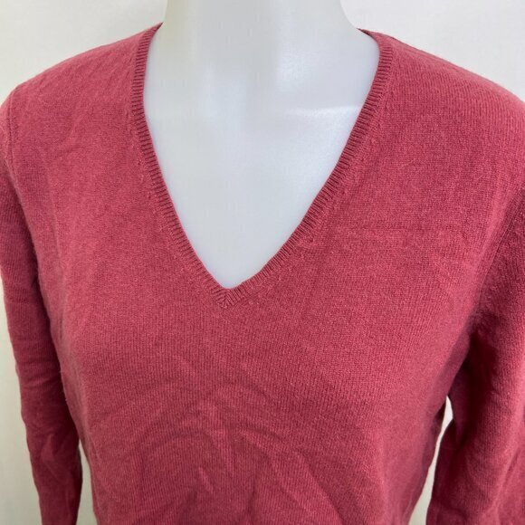 Magaschoni Cashmere Sweater L Pink V-neck Knit Solid Pullover Womens - Picture 2 of 10